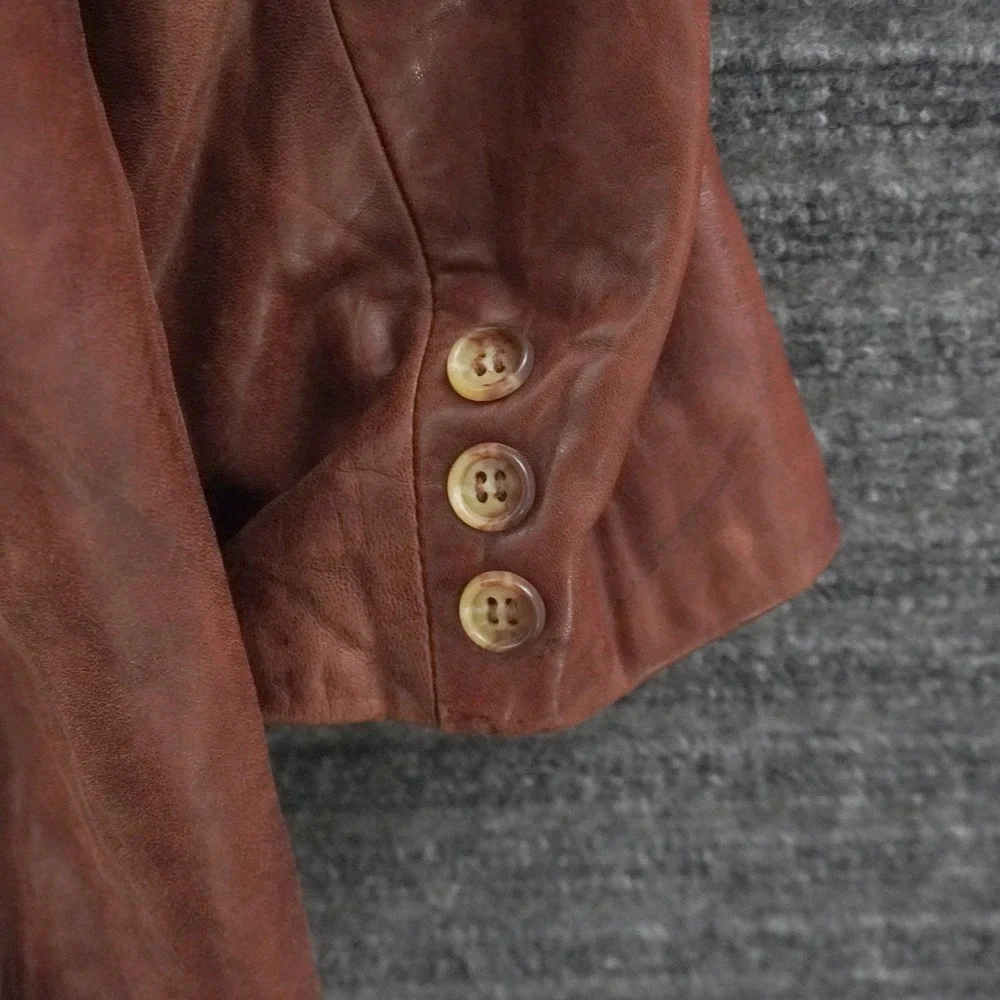 Vintage 70s J. Riggins Butter Soft Leather Blazer 40 Brown Two Button Sport Coat